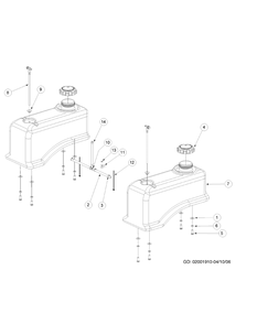 Fuel Tank Assembly Diagram and Parts List for M48-KW 53AB5DBV750-23-HP-OHV Cub Cadet Lawn Tractor